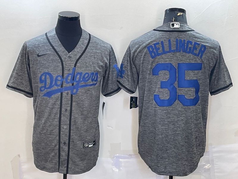 Men Los Angeles Dodgers 35 Bellinger Grey hemp ash 2022 Nike MLB Jerseys